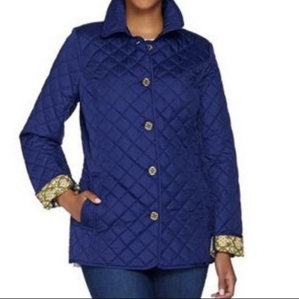 C Wonder Blue Quilted Barn Jacket Water Resistant Coat Women’s Size XXS